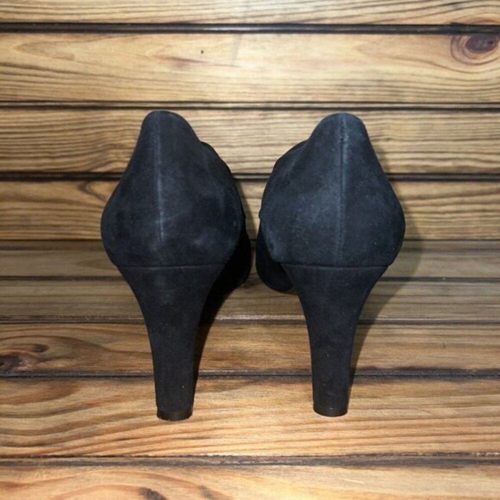 Stuart Weitzman‎ Black Suede Heels Womens Size 10 M Leather Sole Round Toe - Picture 3 of 9